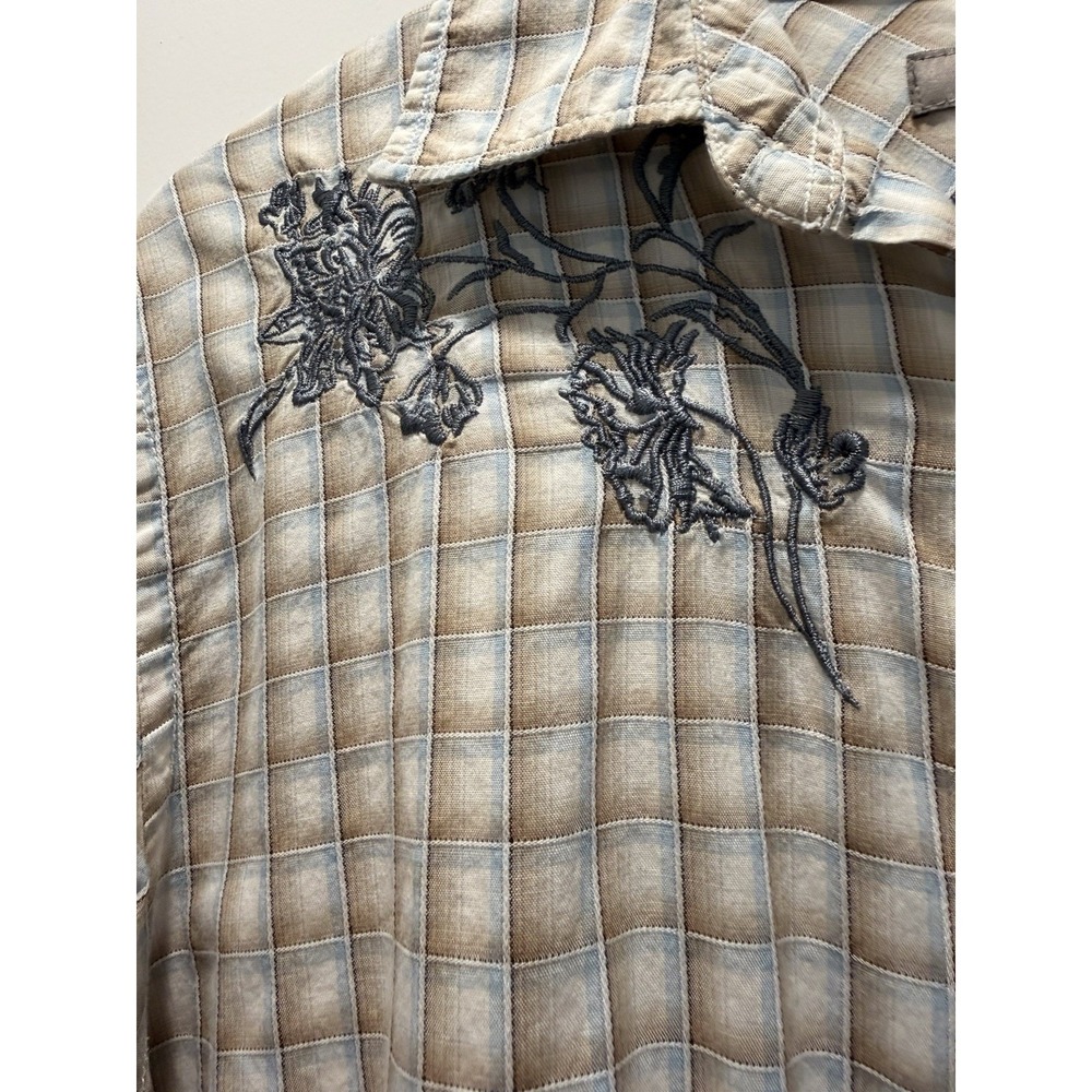 RED X Men's Medium Embroidered Western Button Down Shirt 100% Cotton Plaid M - Picture 4 of 5
